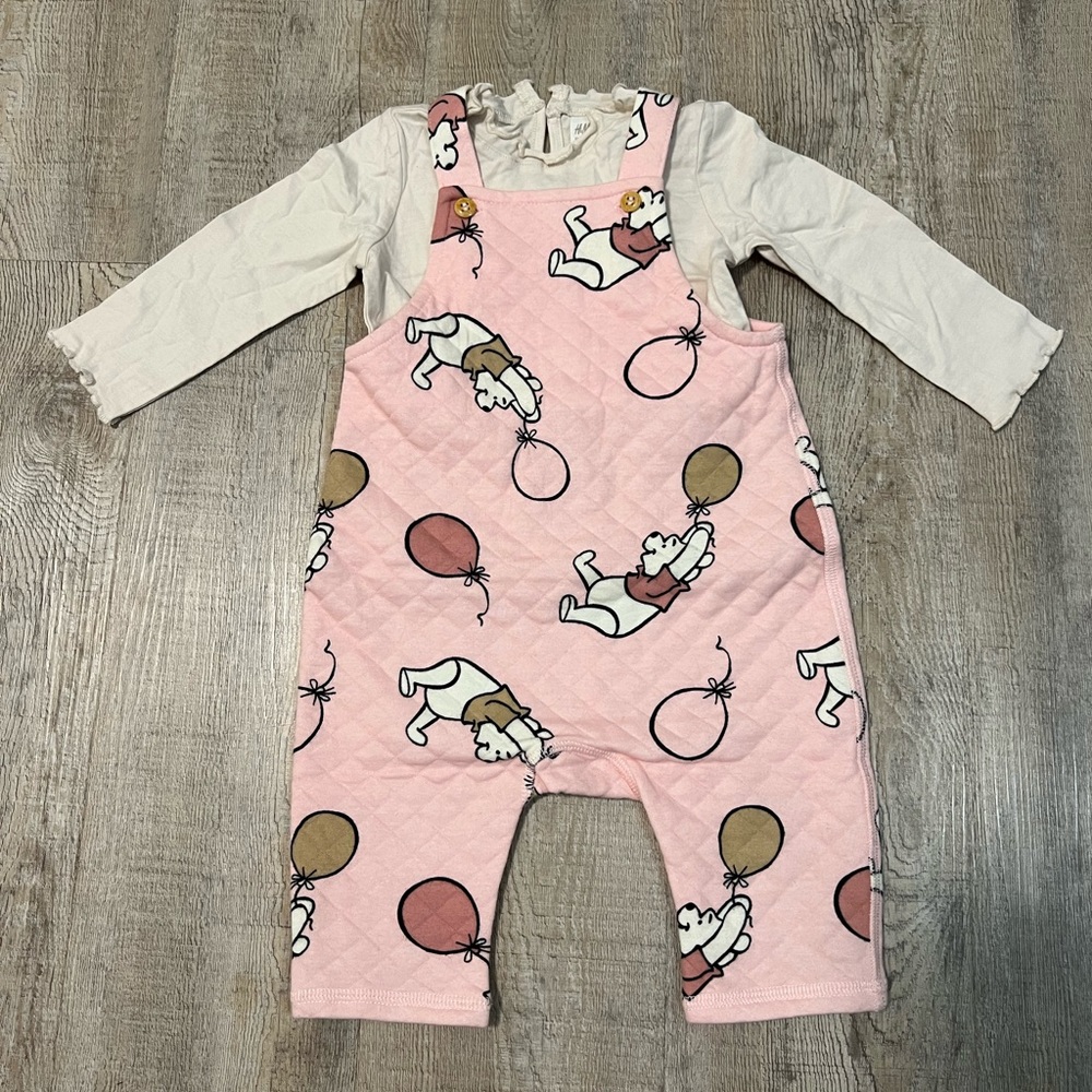 NEW H&M Winnie The Pooh Overalls and Long Sleeve